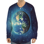 Earth And Space Print Long Sleeve Baseball Jersey