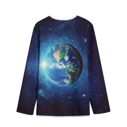 Earth And Space Print Long Sleeve Short Coat