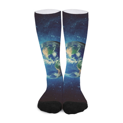 Earth And Space Print Long Socks