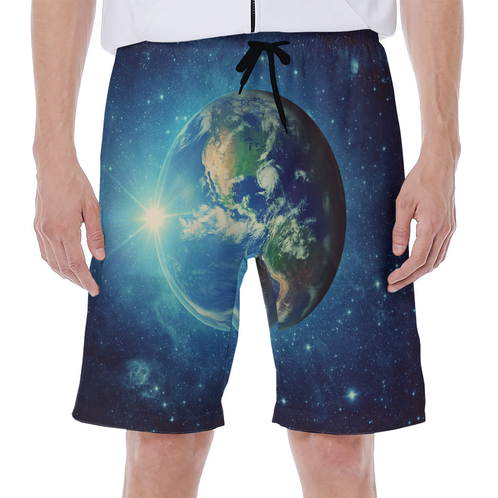 Earth And Space Print Men's Beach Shorts