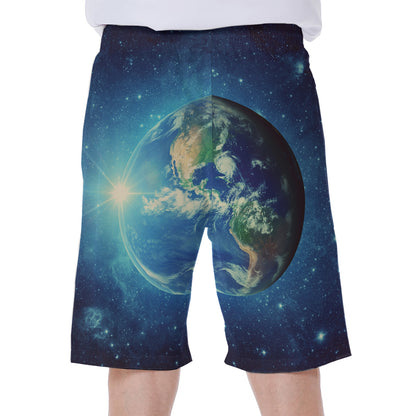 Earth And Space Print Men's Beach Shorts