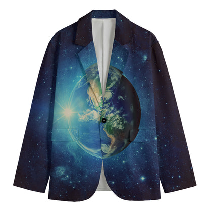 Earth And Space Print Men's Blazer