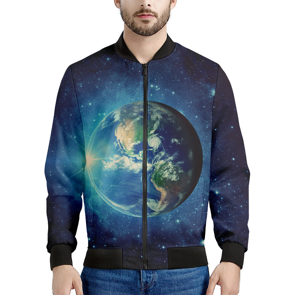 Earth And Space Print Men's Bomber Jacket