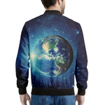 Earth And Space Print Men's Bomber Jacket