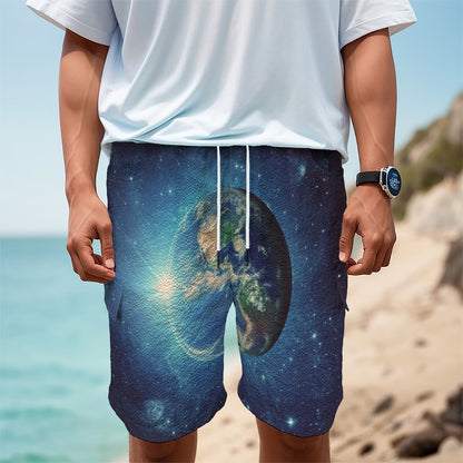 Earth And Space Print Men's Cargo Shorts