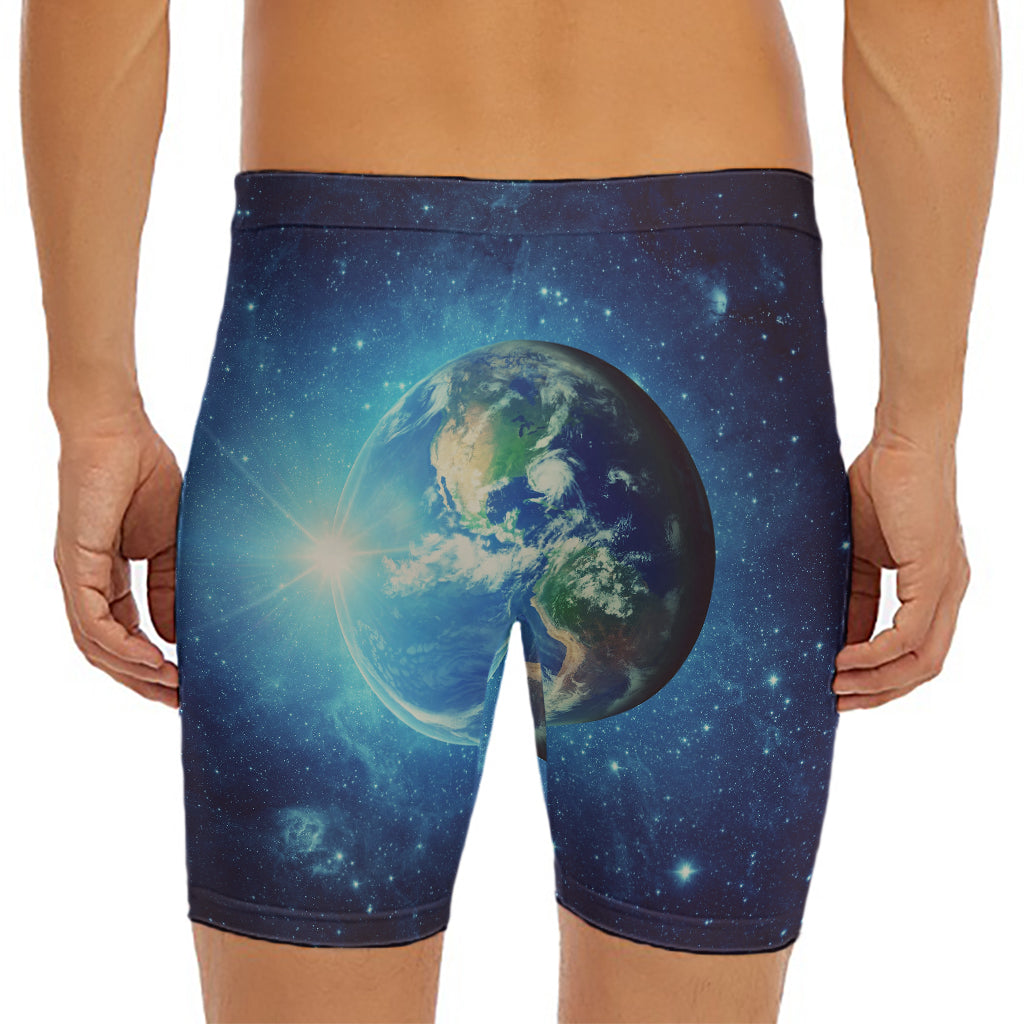 Earth And Space Print Men's Long Boxer Briefs