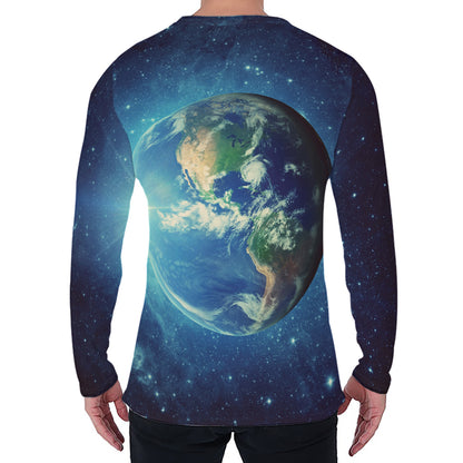 Earth And Space Print Men's Long Sleeve T-Shirt