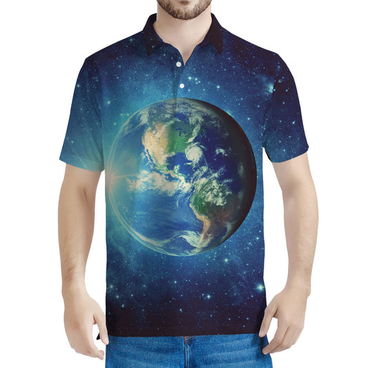 Earth And Space Print Men's Polo Shirt