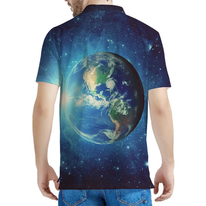 Earth And Space Print Men's Polo Shirt