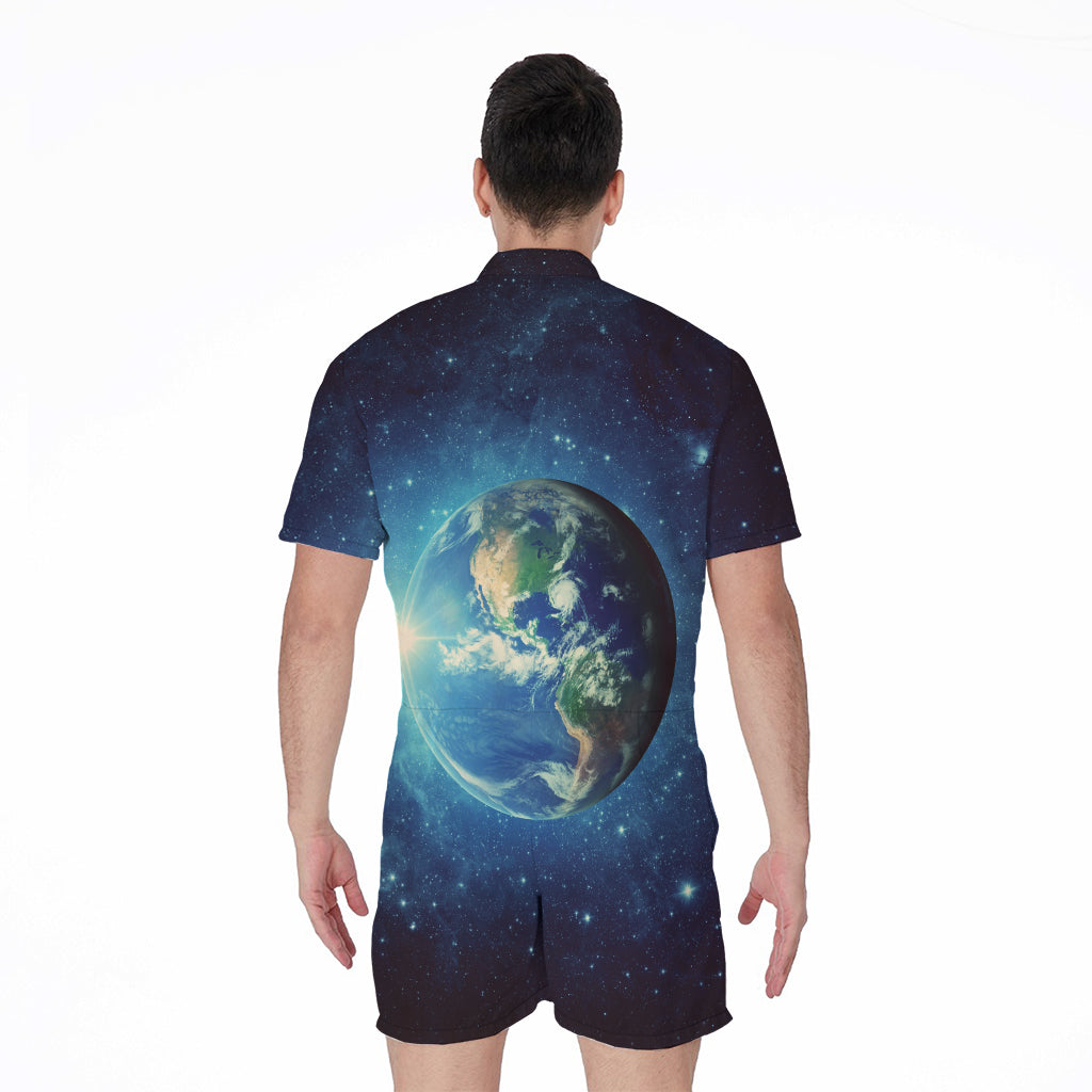 Earth And Space Print Men's Rompers