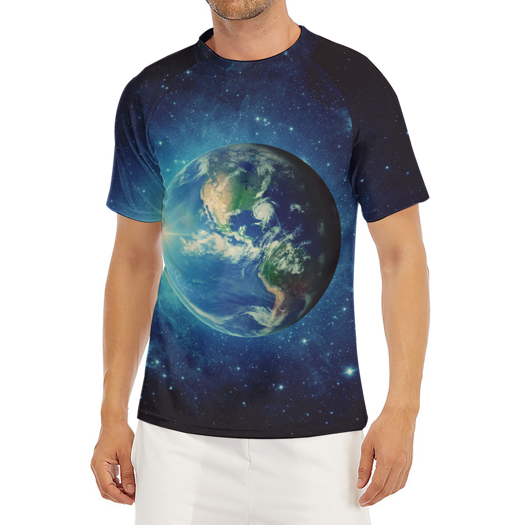 Earth And Space Print Men's Short Sleeve Rash Guard