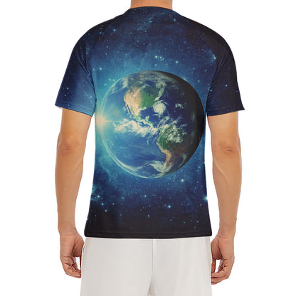 Earth And Space Print Men's Short Sleeve Rash Guard
