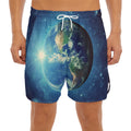 Earth And Space Print Men's Split Running Shorts