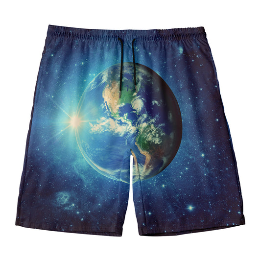 Earth And Space Print Men's Swim Trunks
