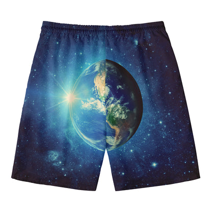 Earth And Space Print Men's Swim Trunks