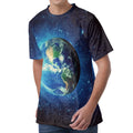 Earth And Space Print Men's Velvet T-Shirt