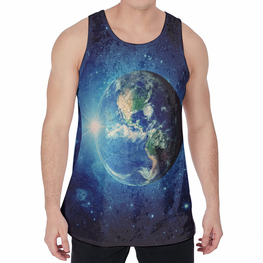 Earth And Space Print Men's Velvet Tank Top