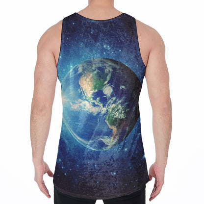 Earth And Space Print Men's Velvet Tank Top