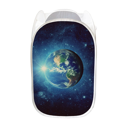 Earth And Space Print Mesh Laundry Hamper