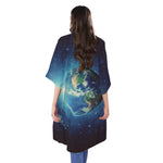 Earth And Space Print Open Front Beach Cover Up
