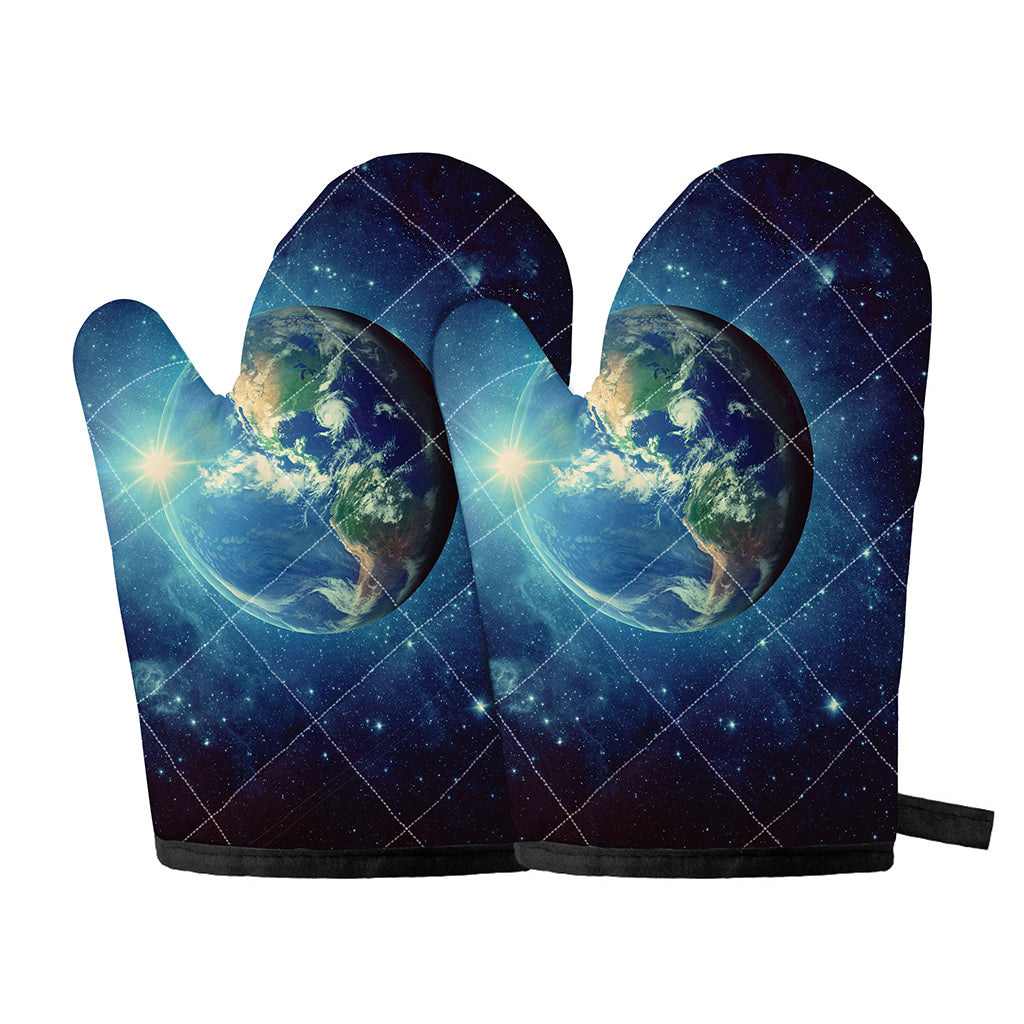 Earth And Space Print Oven Mitts