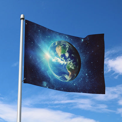 Earth And Space Print Polyester Flag