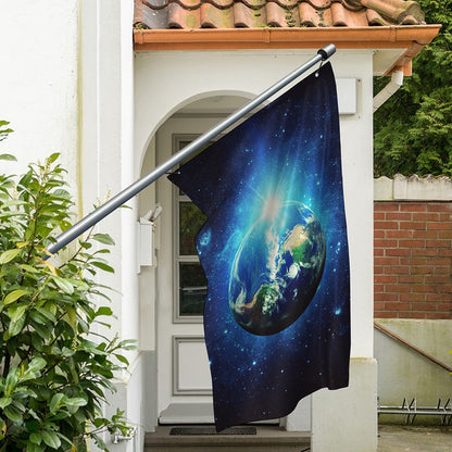 Earth And Space Print Polyester Flag