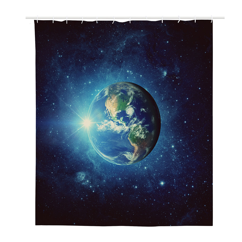 Earth And Space Print Polyester Shower Curtain
