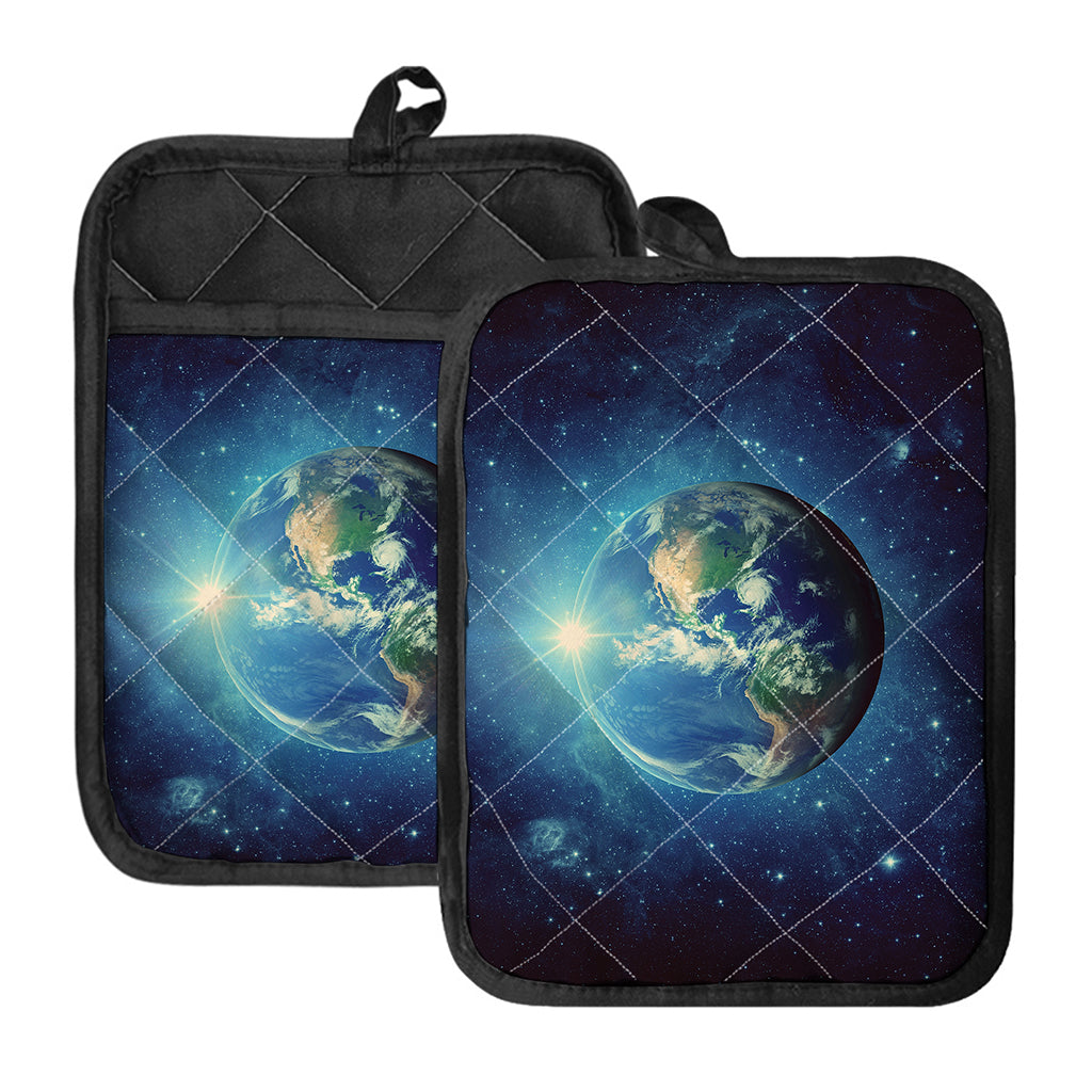 Earth And Space Print Pot Holders With Pocket