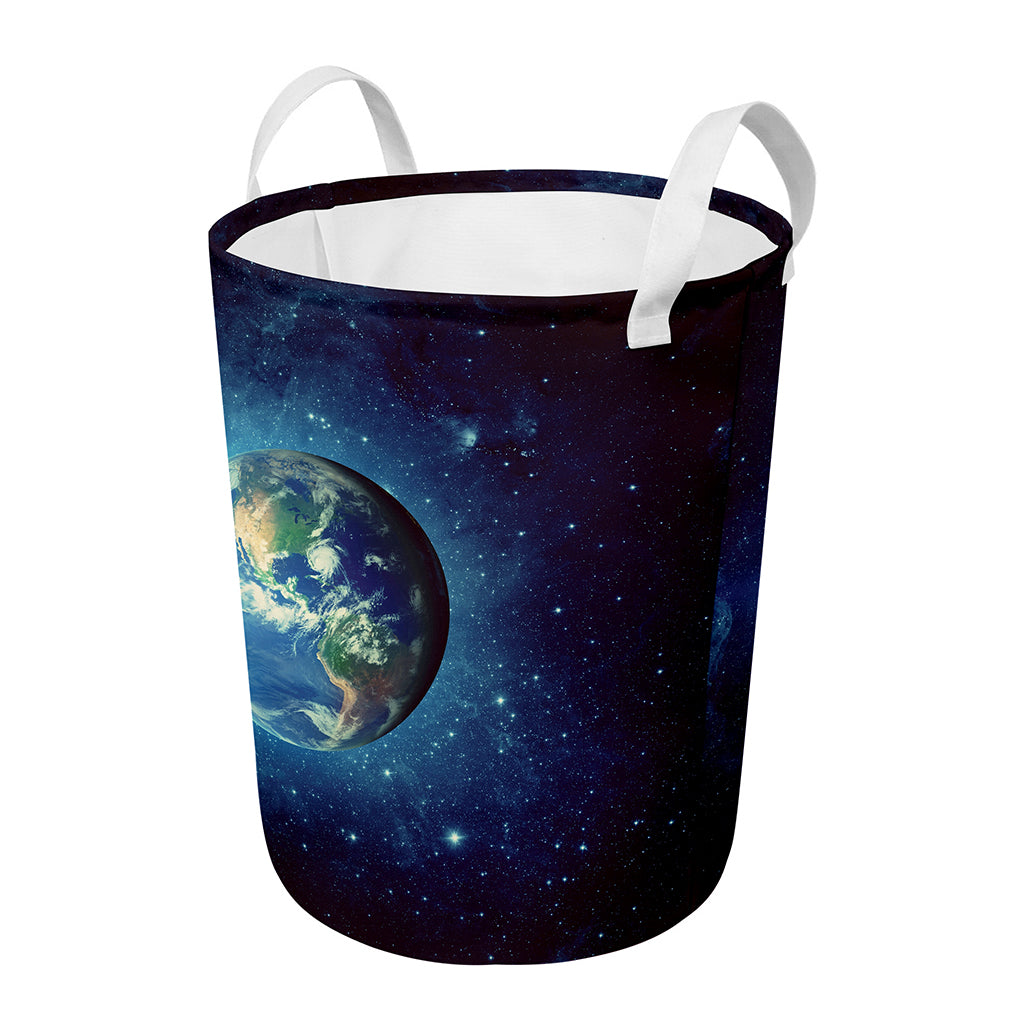 Earth And Space Print Round Laundry Basket