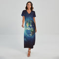 Earth And Space Print Short Sleeve Maxi Dress