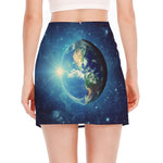Earth And Space Print Side Slit Mini Skirt