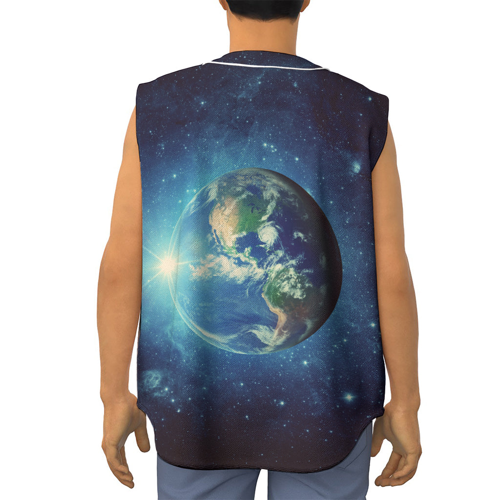 Earth And Space Print Sleeveless Baseball Jersey