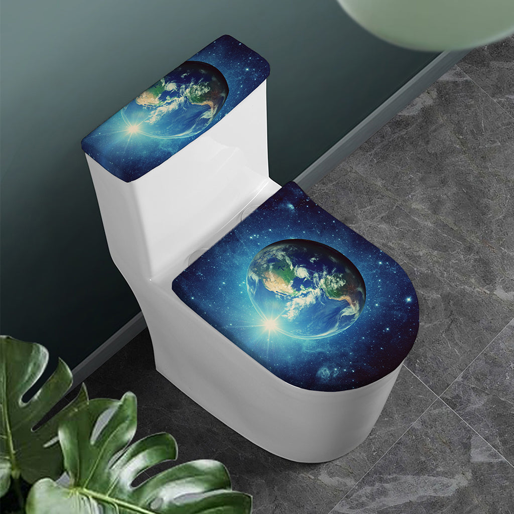 Earth And Space Print Toilet Lid And Tank Cover Set