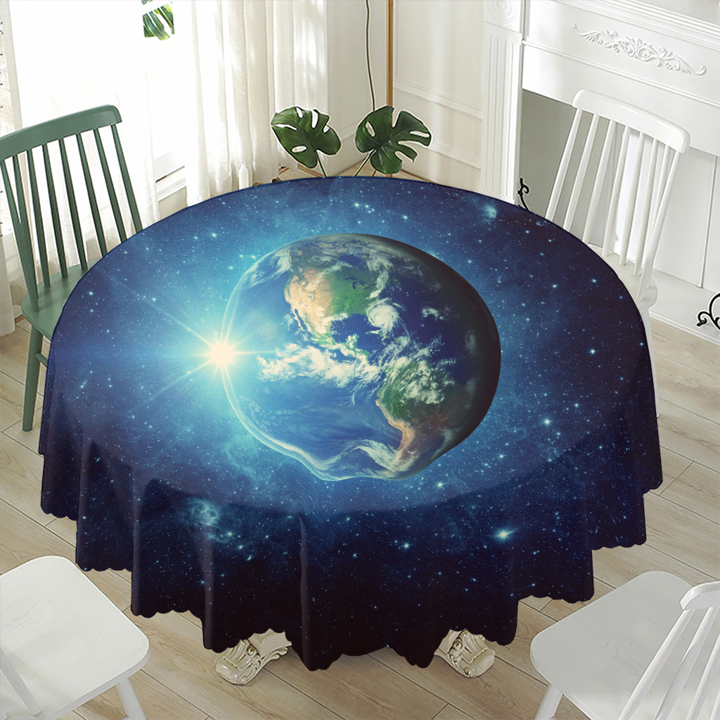 Earth And Space Print Waterproof Round Tablecloth