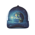 Earth And Space Print White Mesh Trucker Hat
