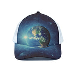 Earth And Space Print White Mesh Trucker Cap