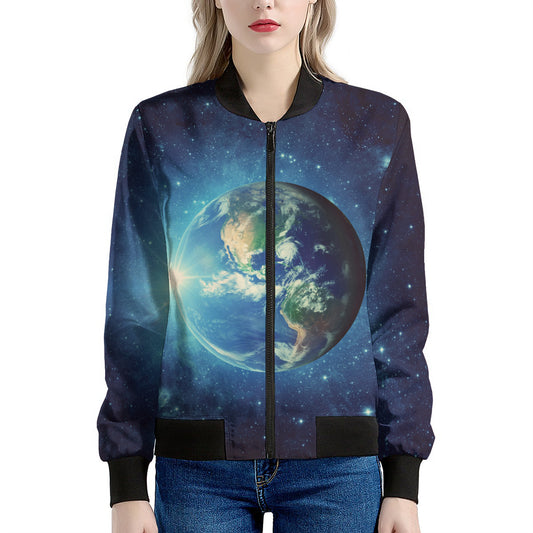 Earth And Space Print Women's Bomber Jacket