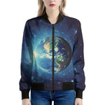 Earth And Space Print Women's Bomber Jacket
