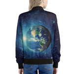 Earth And Space Print Women's Bomber Jacket