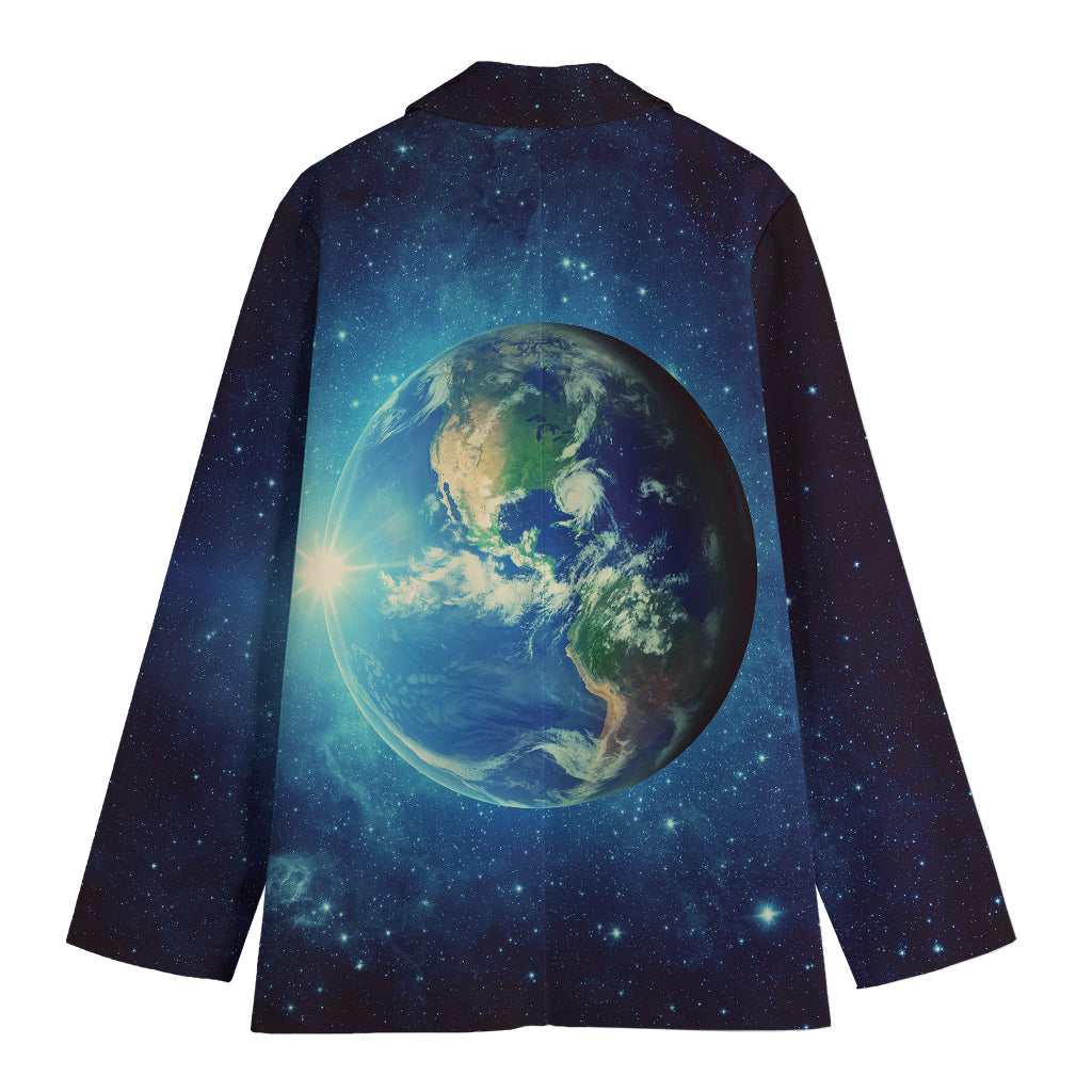 Earth And Space Print Women's Cotton Blazer