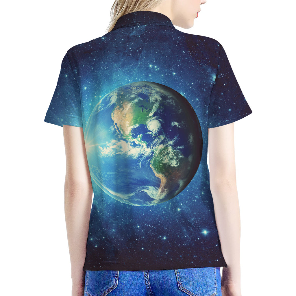 Earth And Space Print Women's Polo Shirt