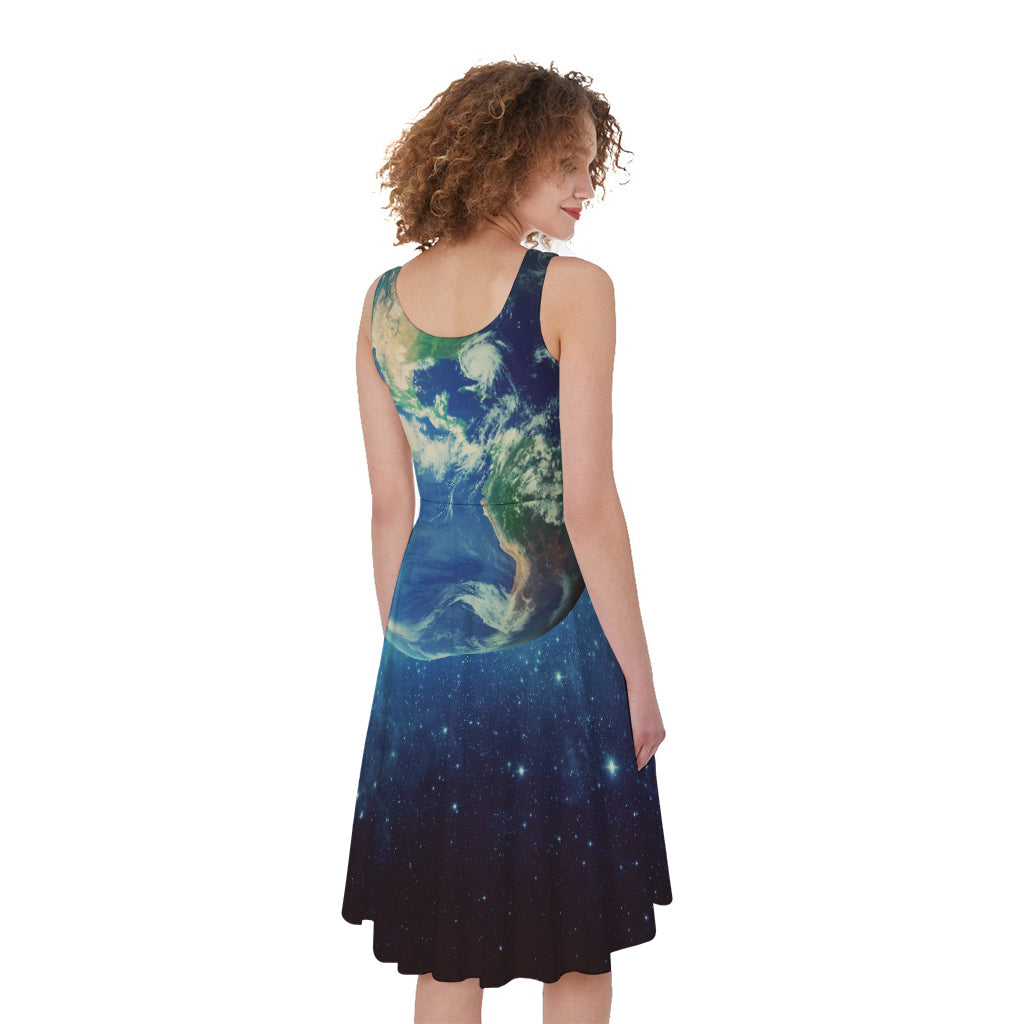 Earth And Space Print Women's Sleeveless Dress