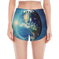 Earth And Space Print Women's Split Running Shorts
