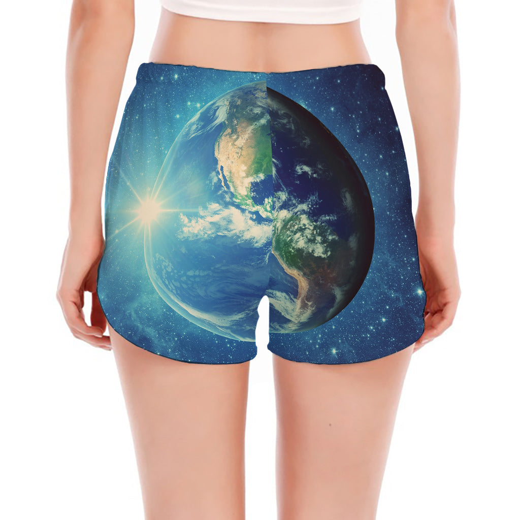 Earth And Space Print Women's Split Running Shorts