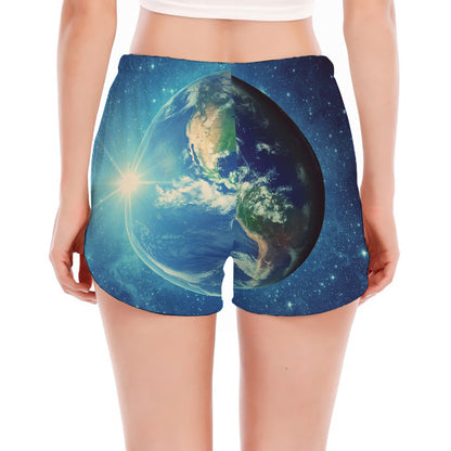 Earth And Space Print Women's Split Running Shorts