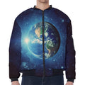 Earth And Space Print Zip Sleeve Bomber Jacket