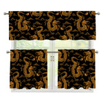 Eastern Dragon Pattern Print 3 Piece Kitchen Curtains