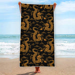 Eastern Dragon Pattern Print Beach Towel