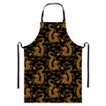 Eastern Dragon Pattern Print Bib Apron With Pocket